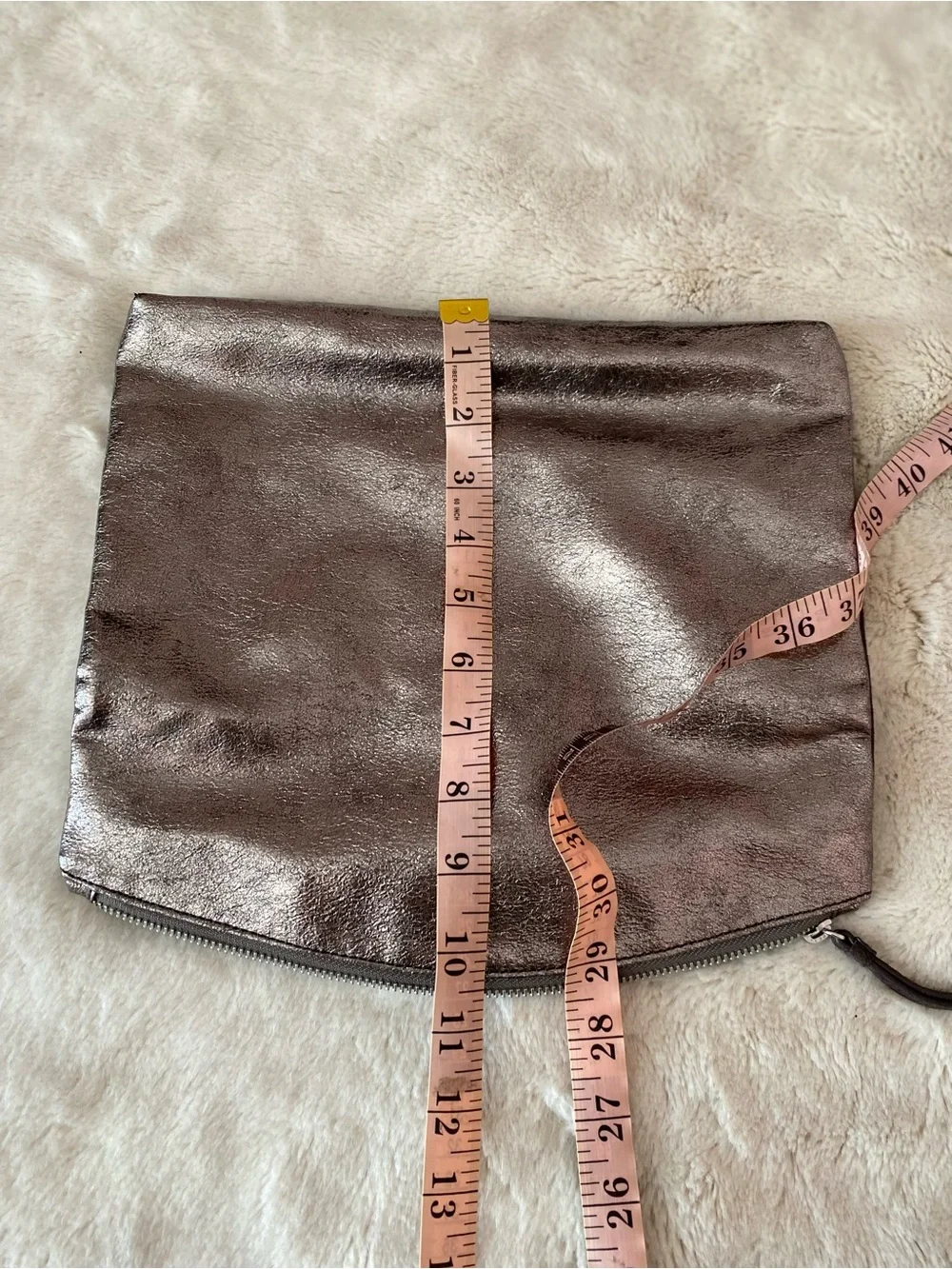 Banana Republic metallic leather foldover zip closure clutch/pouch